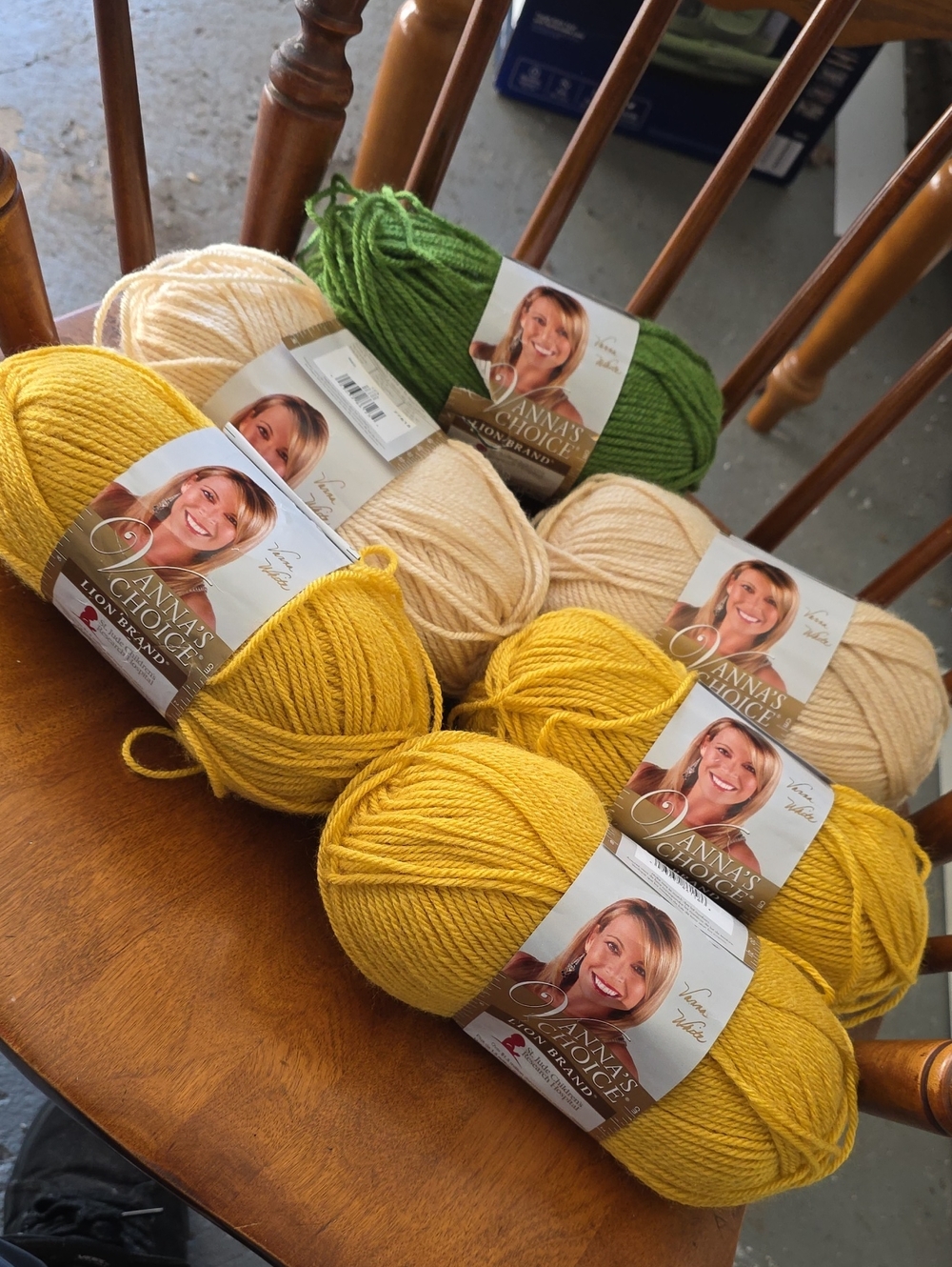 Vanna's Choice Worsted Weight Yarn Bundle - Mustard, Cream, Green